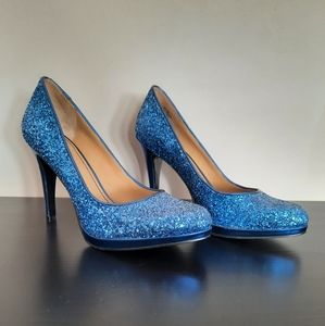 Nine West Sparkle 3.5 inch Heels size 6.5 Royal Blue